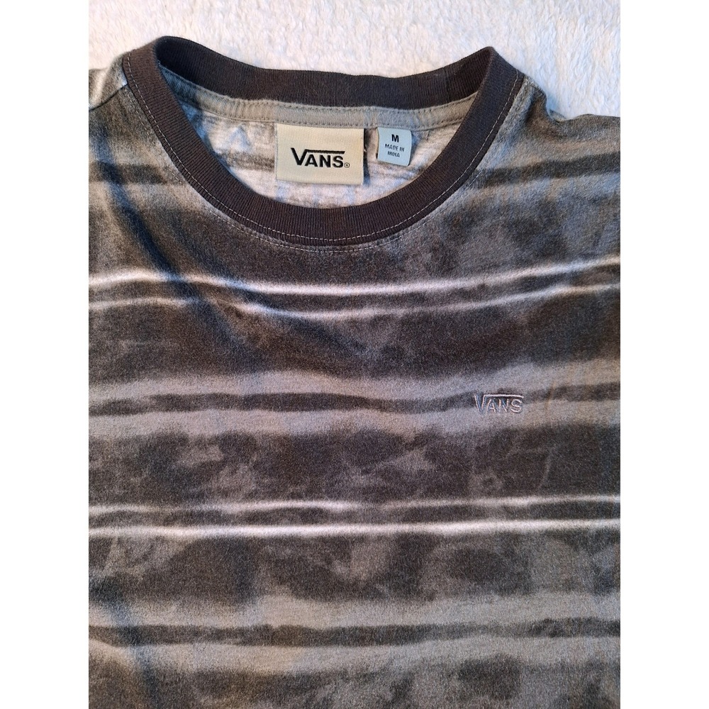 Vans Kids Medium Grey Black Tie Dye Striped Short Sleeve T-Shirt Skater Tee - Picture 4 of 5